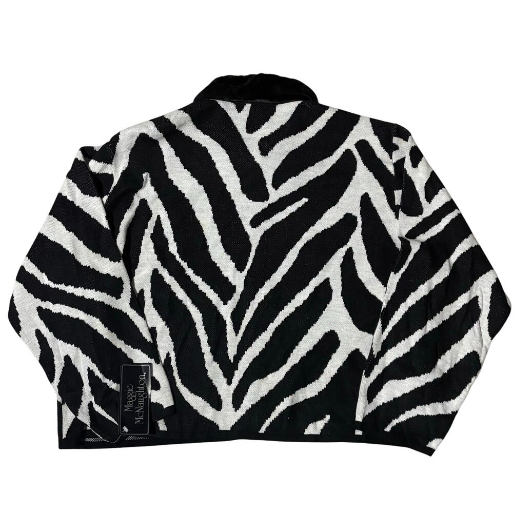 NWT Maggie McNaughton Zebra Print Full Zip Cardigan Sweater Jacket Faux Fur 2X‎ - Picture 4 of 5
